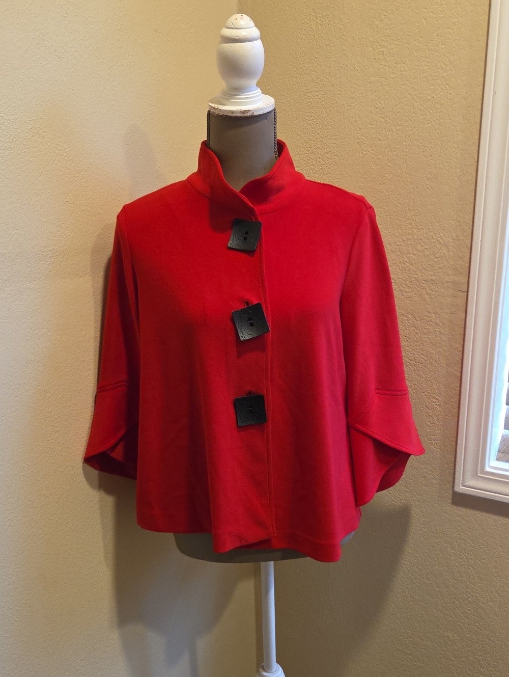 Joseph Ribkoff Bright Red Jacket with Black Label Detail